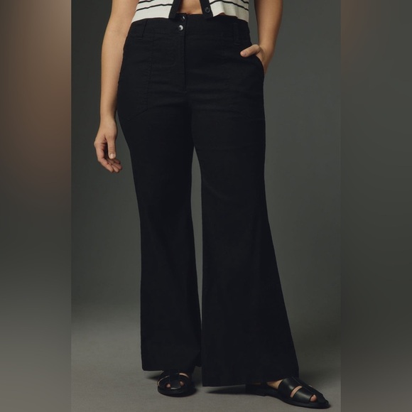 The Naomi Wide-Leg Flare Pants by Maeve in Black - Size 6 - Picture 2 of 8